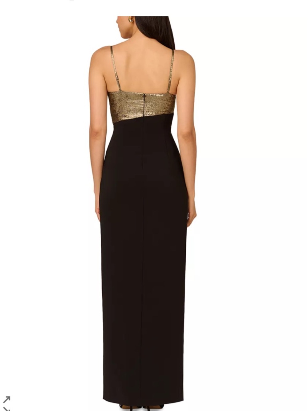 NWT $295 Liv Foster Gold & Black Contrast Twist Maxi Gown Dress Bow Detail Sz 10 - Picture 2 of 12
